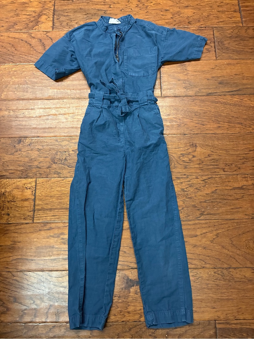 Everlane utility Organic Cotton Fatigue Short Sleeve boiler Jumpsuit Blue 00